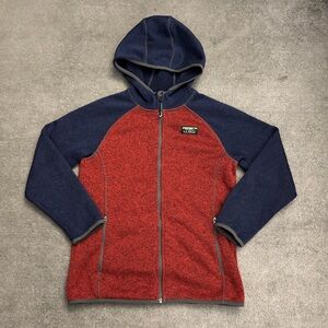 L.L.Bean Hooded Full Zip Sweater Fleece Jacket Colorblock Youth
